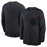 Maillot Nike bleu marine à manches longues Sideline Coach Dri-FIT pour homme des Houston Texans