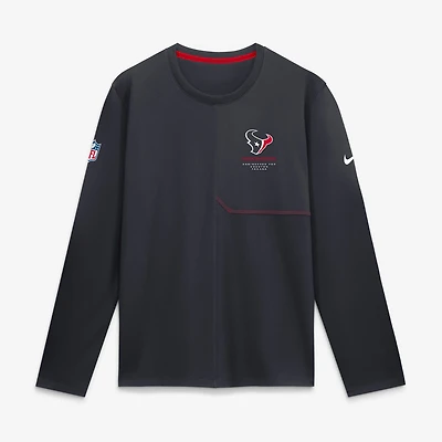 Men's Nike  Navy Houston Texans Sideline Coaches UV Dri-FIT Long Sleeve Shirt