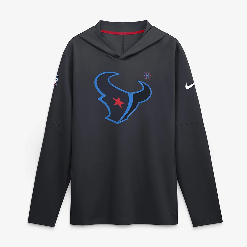 Men's Nike Navy Houston Texans Sideline Dri-FIT Long Sleeve Hooded T-Shirt