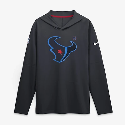 Men's Nike Navy Houston Texans Sideline Dri-FIT Long Sleeve Hooded T-Shirt