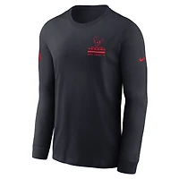 T-shirt Nike bleu marine Houston Texans Sideline Dri-FIT à manches longues pour homme