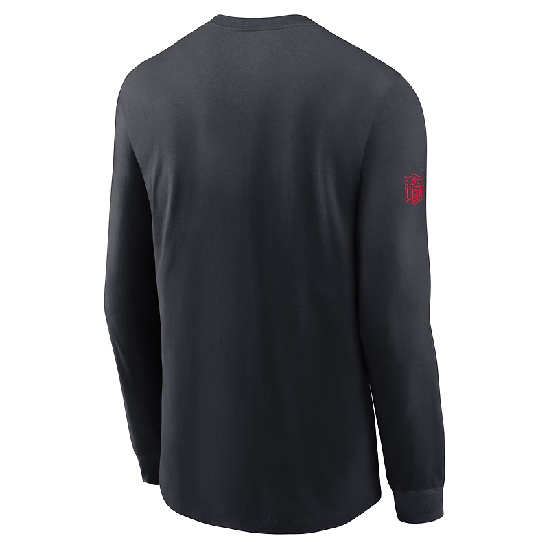 T-shirt Nike bleu marine Houston Texans Sideline Dri-FIT à manches longues pour homme