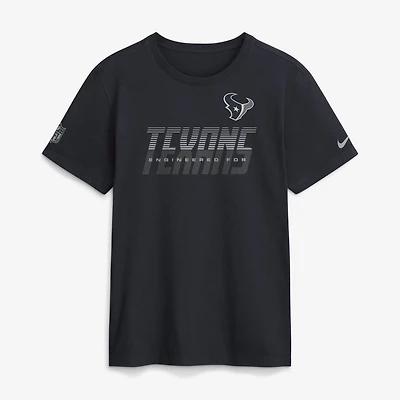 T-shirt Nike Dri-FIT bleu marine pour homme, Houston Texans, en tenue de match.