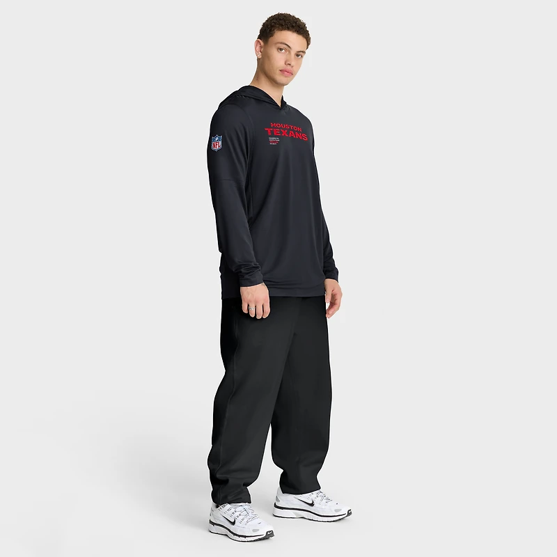 Sweat à capuche manches longues Nike Dri-FIT Pure Fury Sideline pour homme, bleu marine, des Houston Texans