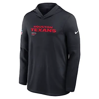 Sweat à capuche manches longues Nike Dri-FIT Pure Fury Sideline pour homme, bleu marine, des Houston Texans