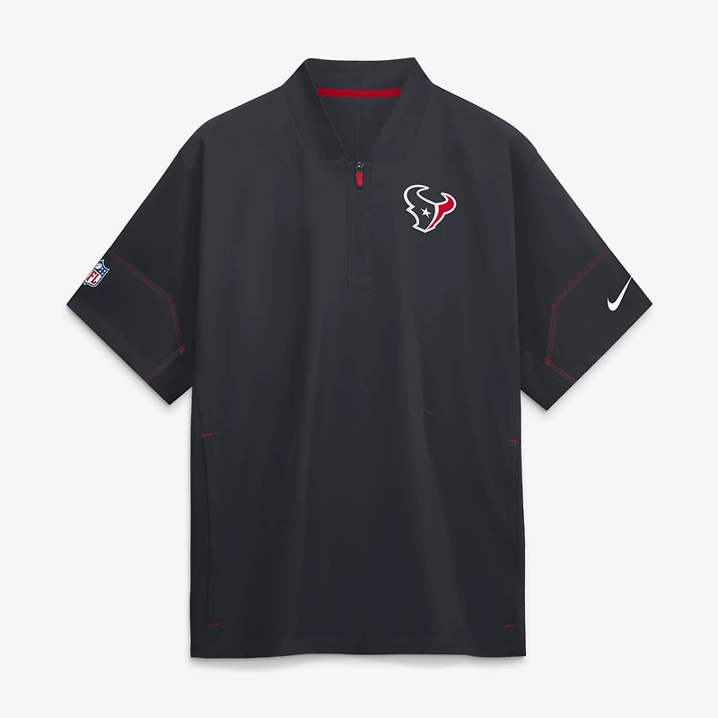 Men's Nike Navy Houston Texans Sideline Short Sleeve Quarter-Zip Coaches Jacket