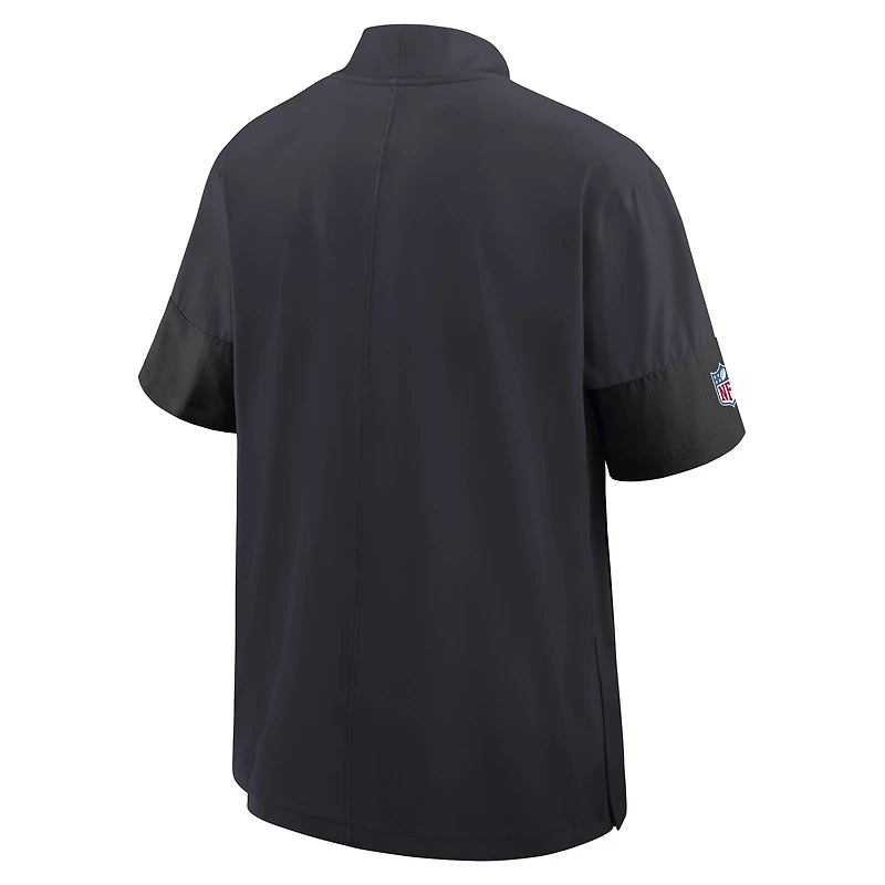 Veste d'entraîneur Nike Dri-FIT à manches courtes et fermeture éclair quart de pouce, bleu marine, Houston Texans, pour homme