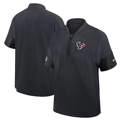 Men's Nike Navy Houston Texans Sideline Short Sleeve Quarter-Zip Dri-FIT Coach Jacket