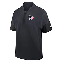 Veste d'entraîneur Nike Performance Sideline à manches courtes et quart de zip pour homme, bleu marine, des Houston Texans