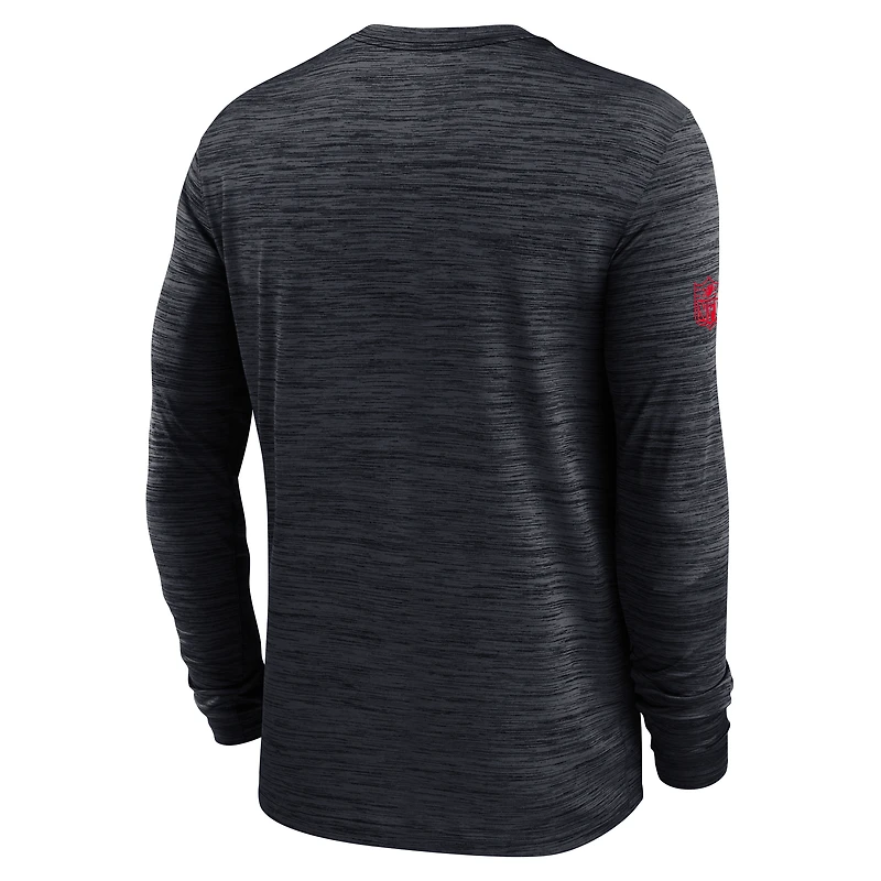 T-shirt Nike bleu marine Houston Texans Sideline Velocity Performance à manches longues pour homme