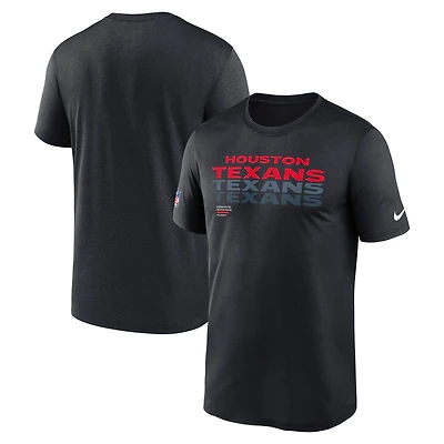 T-shirt Nike bleu marine Houston Texans Wordmark Block Sideline Legend Performance pour homme