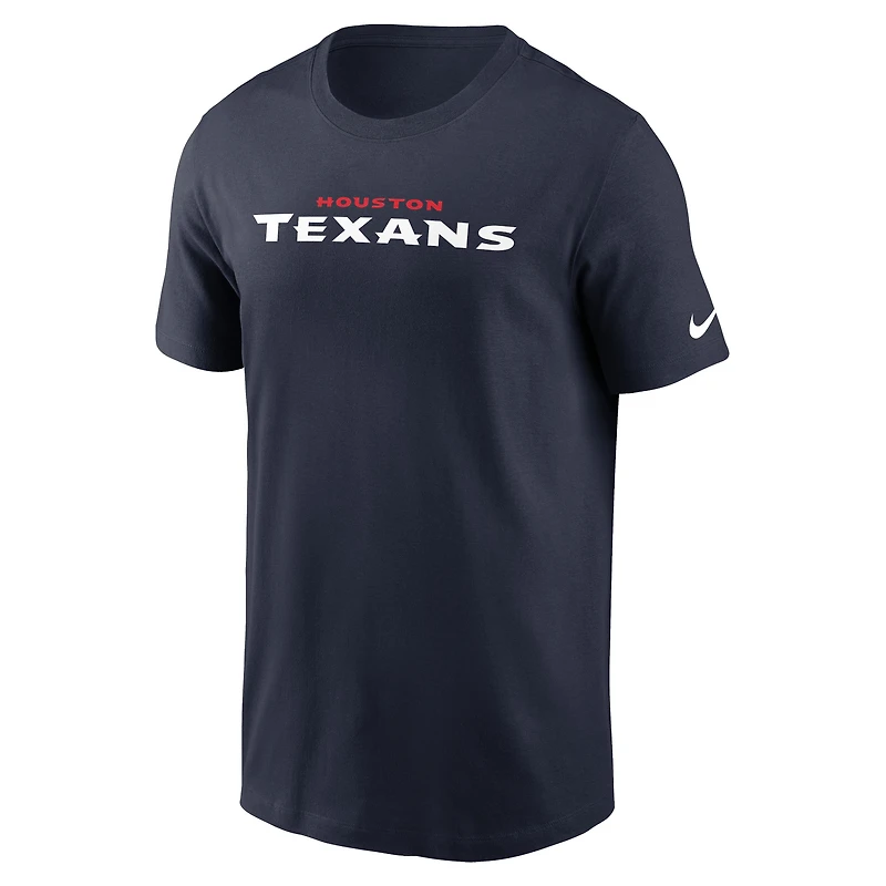 T-shirt essentiel Nike bleu marine avec le mot-symbole des Houston Texans pour hommes