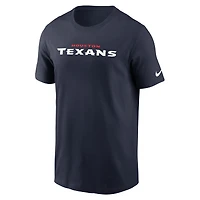 T-shirt essentiel Nike bleu marine avec le mot-symbole des Houston Texans pour hommes
