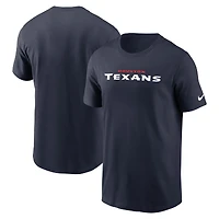 T-shirt essentiel Nike bleu marine avec le mot-symbole des Houston Texans pour hommes