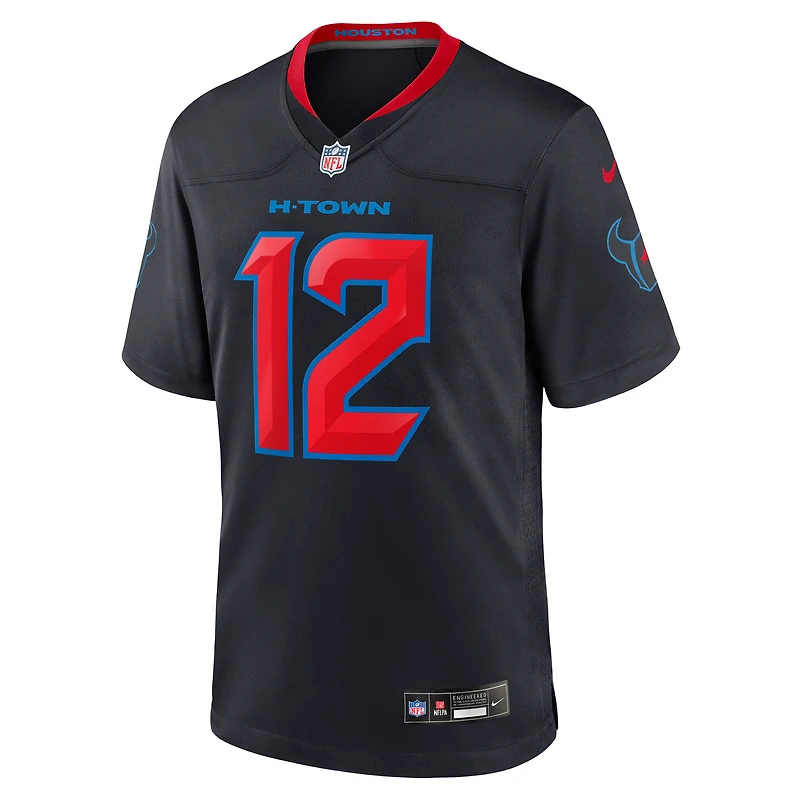 Maillot Nike Nico Collins bleu marine pour homme, deuxième match alternatif des Houston Texans