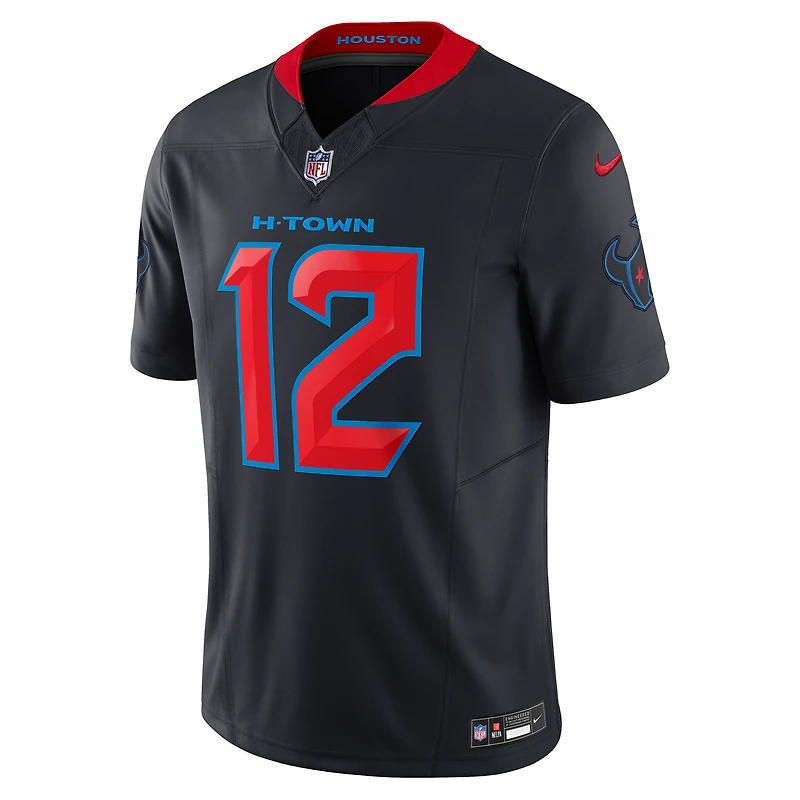 Maillot Nike Nico Collins bleu marine pour homme des Houston Texans Alternate 2 Vapor F.U.S.E. Limited