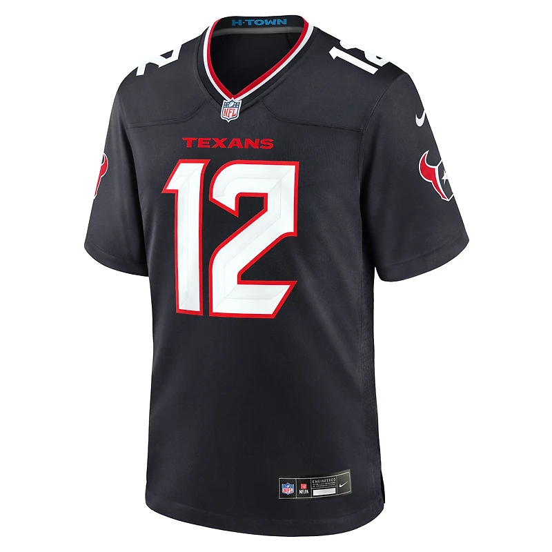 Maillot de match Nike Nico Collins des Houston Texans pour homme, bleu marine