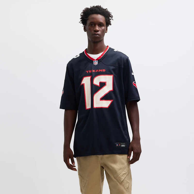 Maillot de match Nike Nico Collins des Houston Texans pour homme, bleu marine