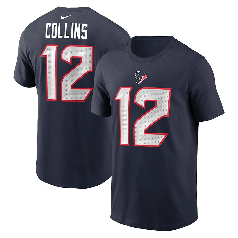 T-shirt Nike Nico Collins bleu marine pour homme avec nom et numéro des Houston Texans