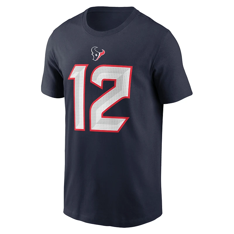 T-shirt Nike Nico Collins bleu marine pour homme avec nom et numéro des Houston Texans