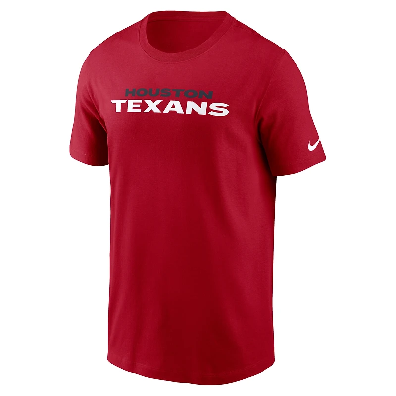 Men's Nike Red Houston Texans Primetime Wordmark Essential T-Shirt