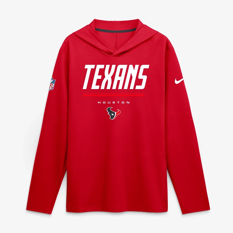 Men's Nike  Red Houston Texans Sideline Lightweight Long Sleeve Hooded Dri-FIT Top