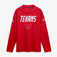 Men's Nike  Red Houston Texans Sideline Lightweight Long Sleeve Hooded Dri-FIT Top