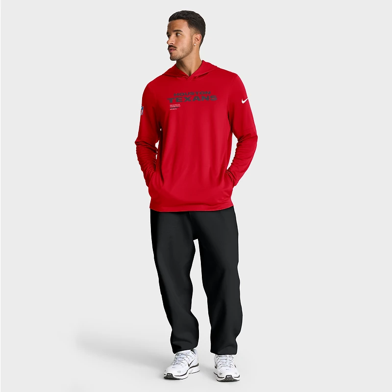 T-shirt à capuche manches longues Nike Pure Fury Dri-FIT rouge Houston Texans pour homme