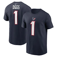 T-shirt Nike Stefon Diggs pour hommes, bleu marine, nom et numéro du joueur des Houston Texans