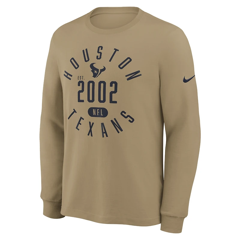 Men's Nike Tan Houston Texans Blitz Package Rewind Slub Dri-FIT Long Sleeve T-Shirt