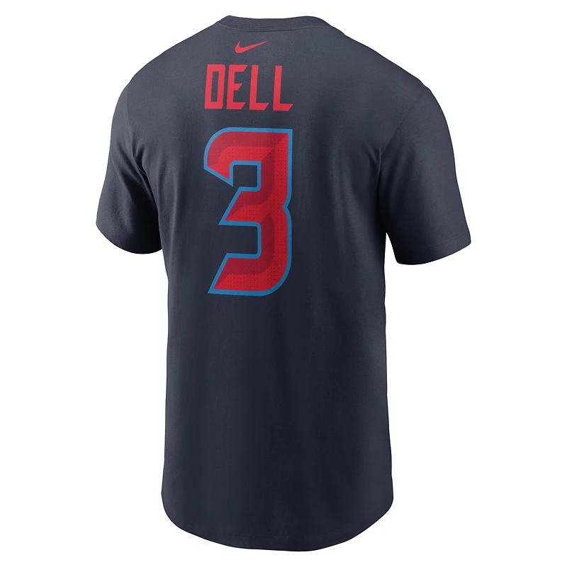 T-shirt Nike Tank Dell pour hommes, bleu marine, nom et numéro des Houston Texans