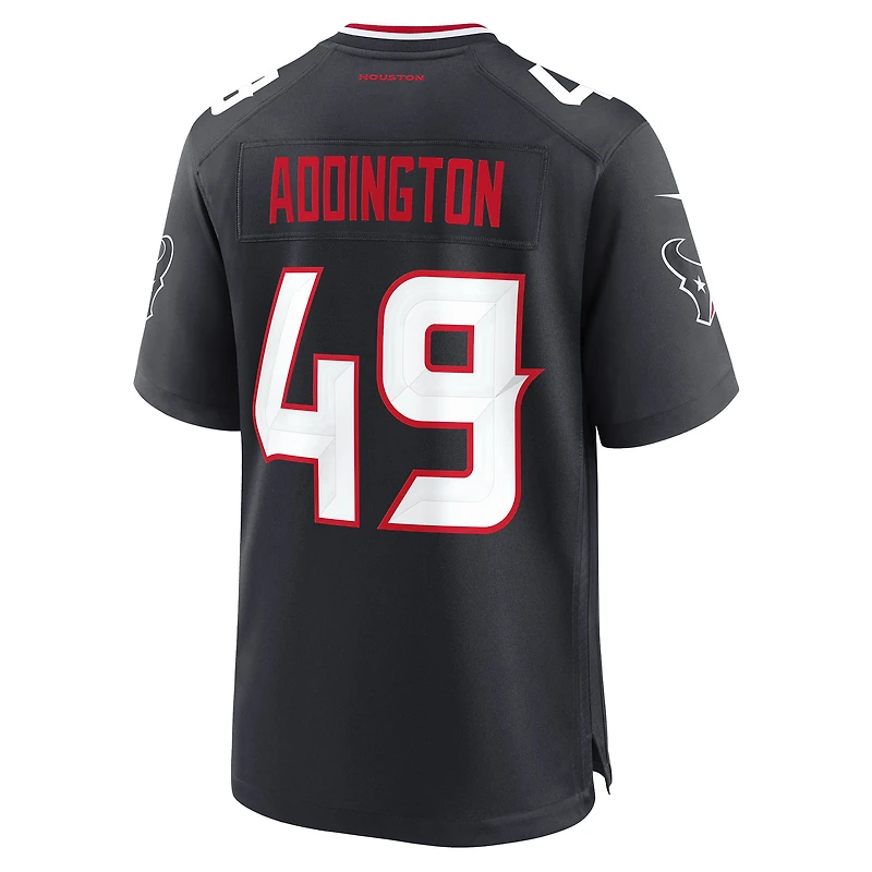 Men's Nike Tucker Addington  Navy Houston Texans Team Game Jersey
