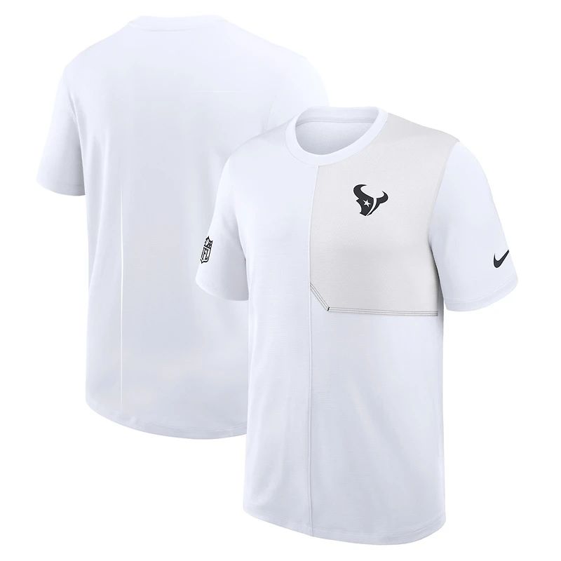 T-shirt d'entraîneur Nike blanc Houston Texans Sideline UV Dri-Fit pour homme