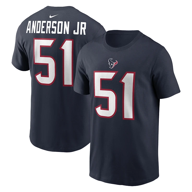 T-shirt Nike Will Anderson Jr. bleu marine pour homme avec nom et numéro de joueur des Houston Texans