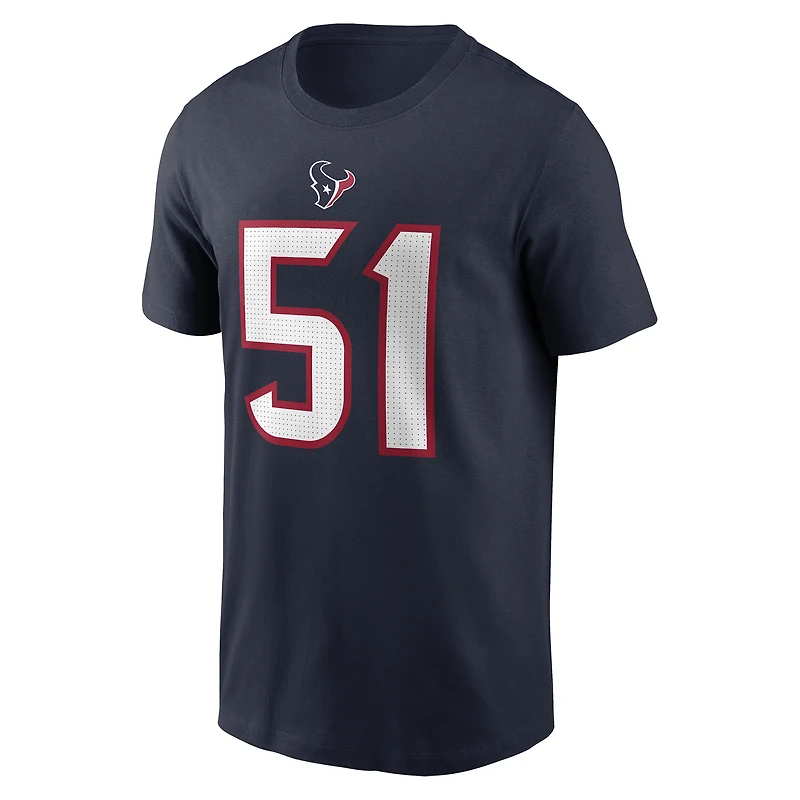 T-shirt Nike Will Anderson Jr. bleu marine pour homme avec nom et numéro de joueur des Houston Texans