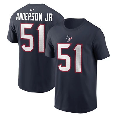 T-shirt Nike Will Anderson Jr. bleu marine pour homme avec nom et numéro de joueur des Houston Texans