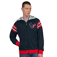 Veste de survêtement à capuche entièrement zippée Pro Player bleu marine/rouge Houston Texans pour homme