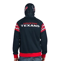 Veste de survêtement à capuche entièrement zippée Pro Player bleu marine/rouge Houston Texans pour homme
