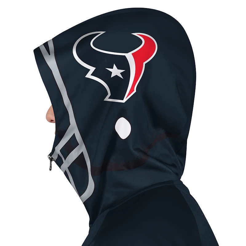 Veste de survêtement à capuche entièrement zippée Pro Player bleu marine/rouge Houston Texans pour homme