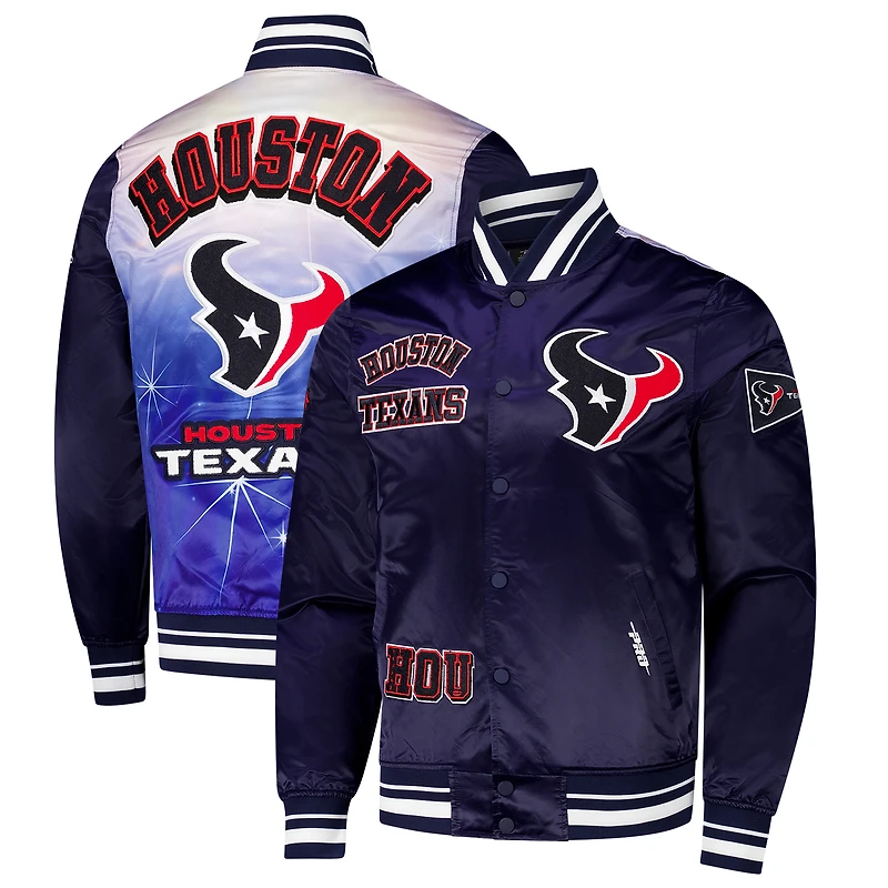 Veste à boutons-pression en satin sublimé Pro Standard Navy Houston Texans pour homme