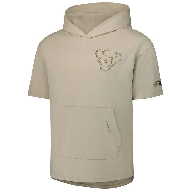 Men's Pro Standard Tan Houston Texans Neutrals Capsule Short Sleeve Pullover Hoodie