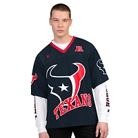 Pack de t-shirts à manches courtes et longues Starter pour homme, bleu marine blanc, Houston Texans