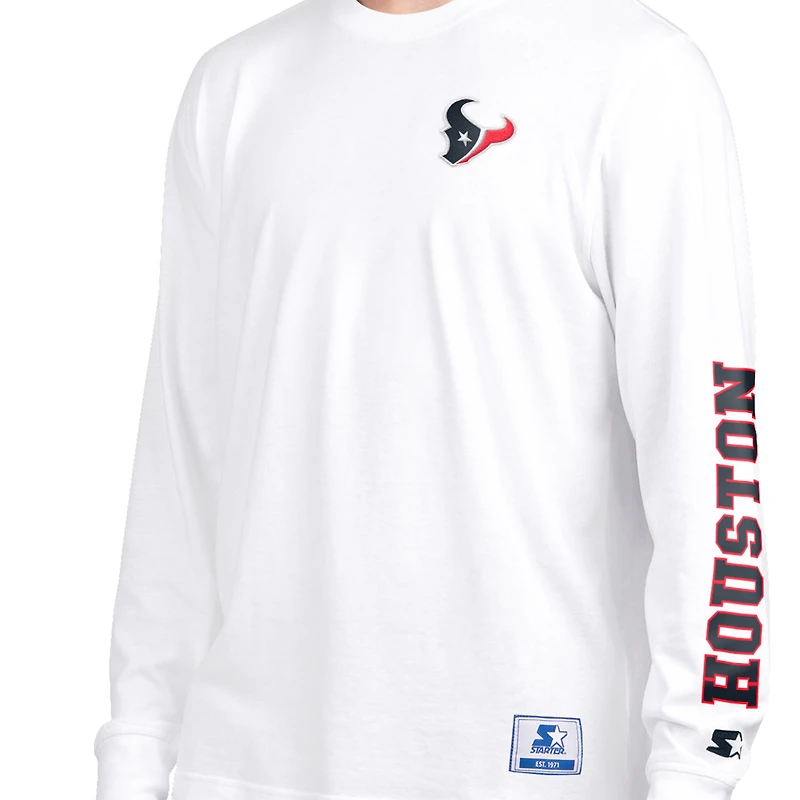 Pack de t-shirts à manches courtes et longues Starter pour homme, bleu marine blanc, Houston Texans