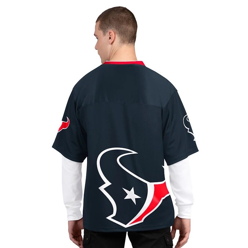 Pack de t-shirts à manches courtes et longues Starter pour homme, bleu marine blanc, Houston Texans
