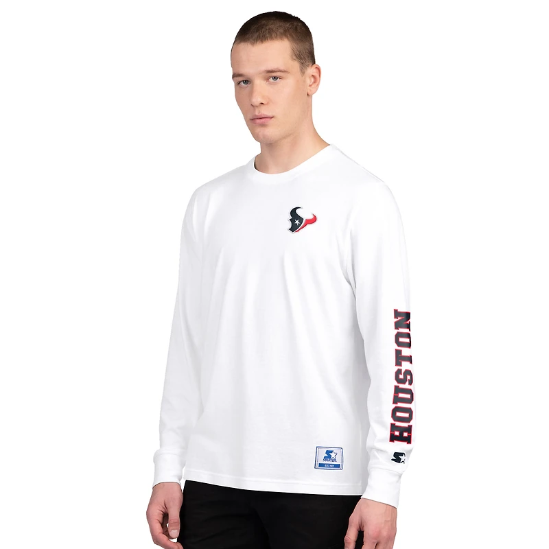 Pack de t-shirts à manches courtes et longues Starter pour homme, bleu marine blanc, Houston Texans