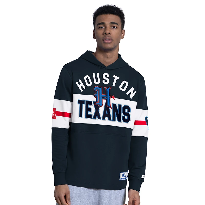 Men's Starter  Navy Houston Texans Fullback Jersey Hoodie