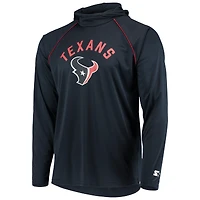 T-shirt à capuche manches longues raglan Starter Houston Texans pour homme, bleu marine
