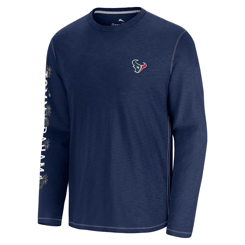 Men's Tommy Bahama Blue Houston Texans Oasis Endzone Lux Long Sleeve T-Shirt