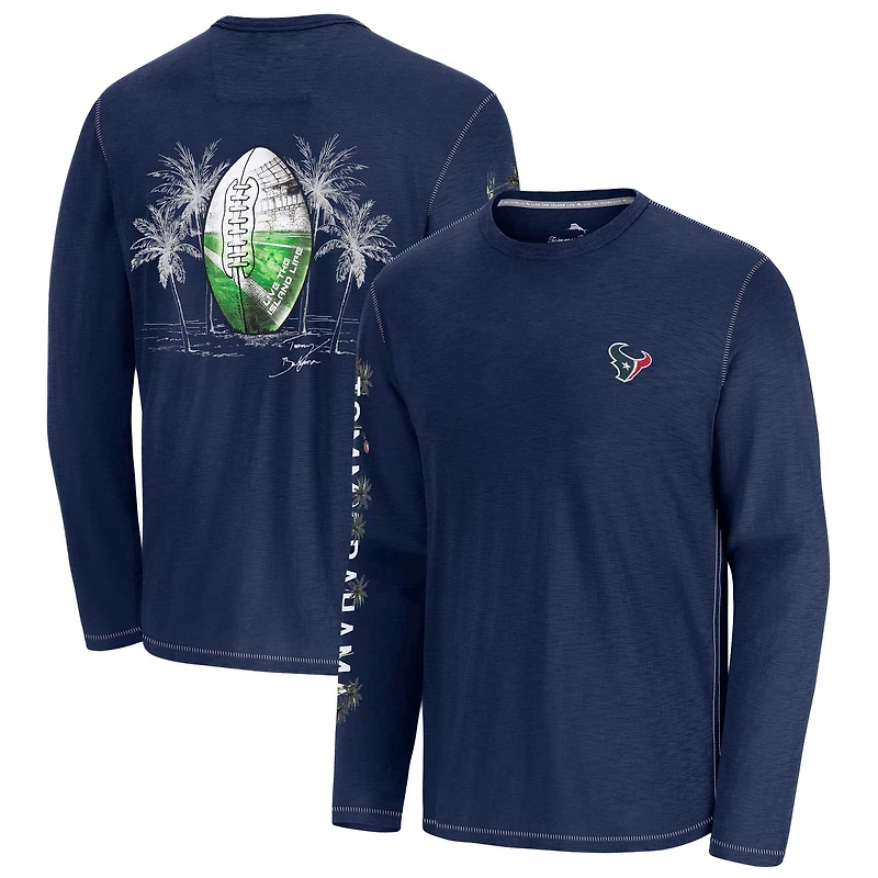Men's Tommy Bahama Blue Houston Texans Oasis Endzone Lux Long Sleeve T-Shirt