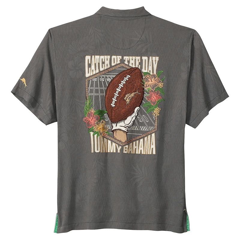 Chemise boutonnée grise Tommy Bahama pour homme, motif « Attrape du jour » des Houston Texans, IslandZone